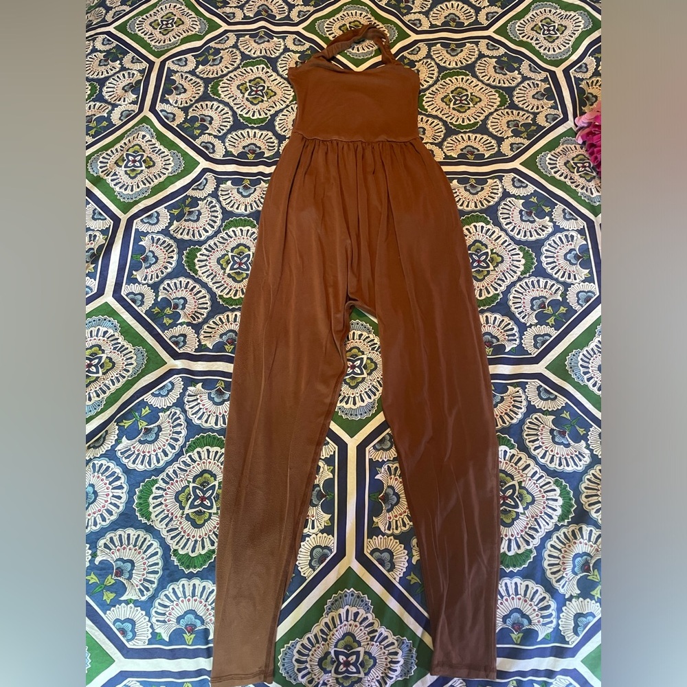 Elegant Brown Halter Jumpsuit